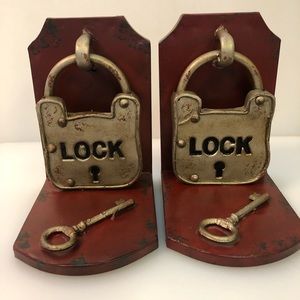 Lock and Key Tin Book Ends
